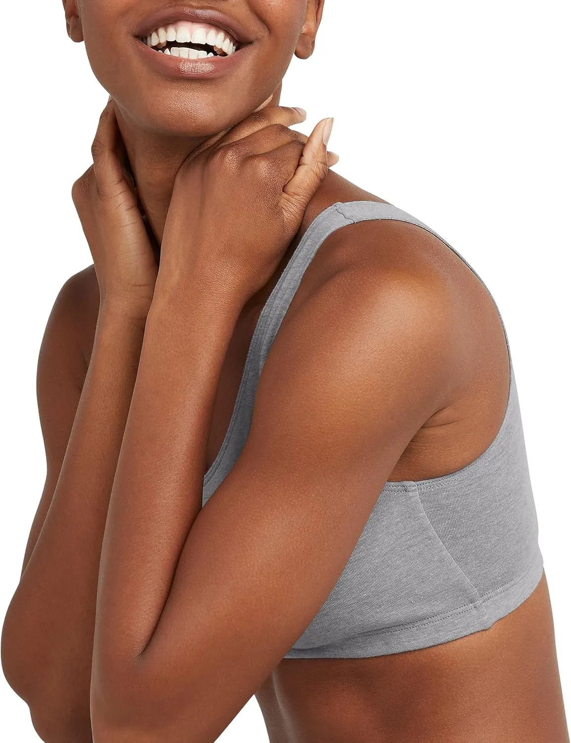 Hanes Women's Scoopneck Cotton Bralette Crop Top (3 Pack)