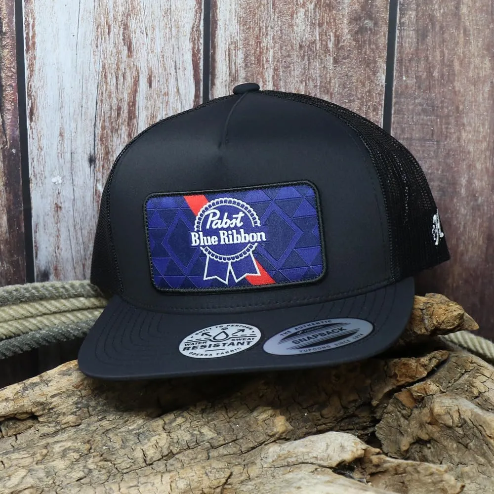 HOOEY Officially Licensed Pabst Blue Ribbon One Size Fits All Adjustable Snapback Hat for Men and Women Mesh Back Trucker Hat