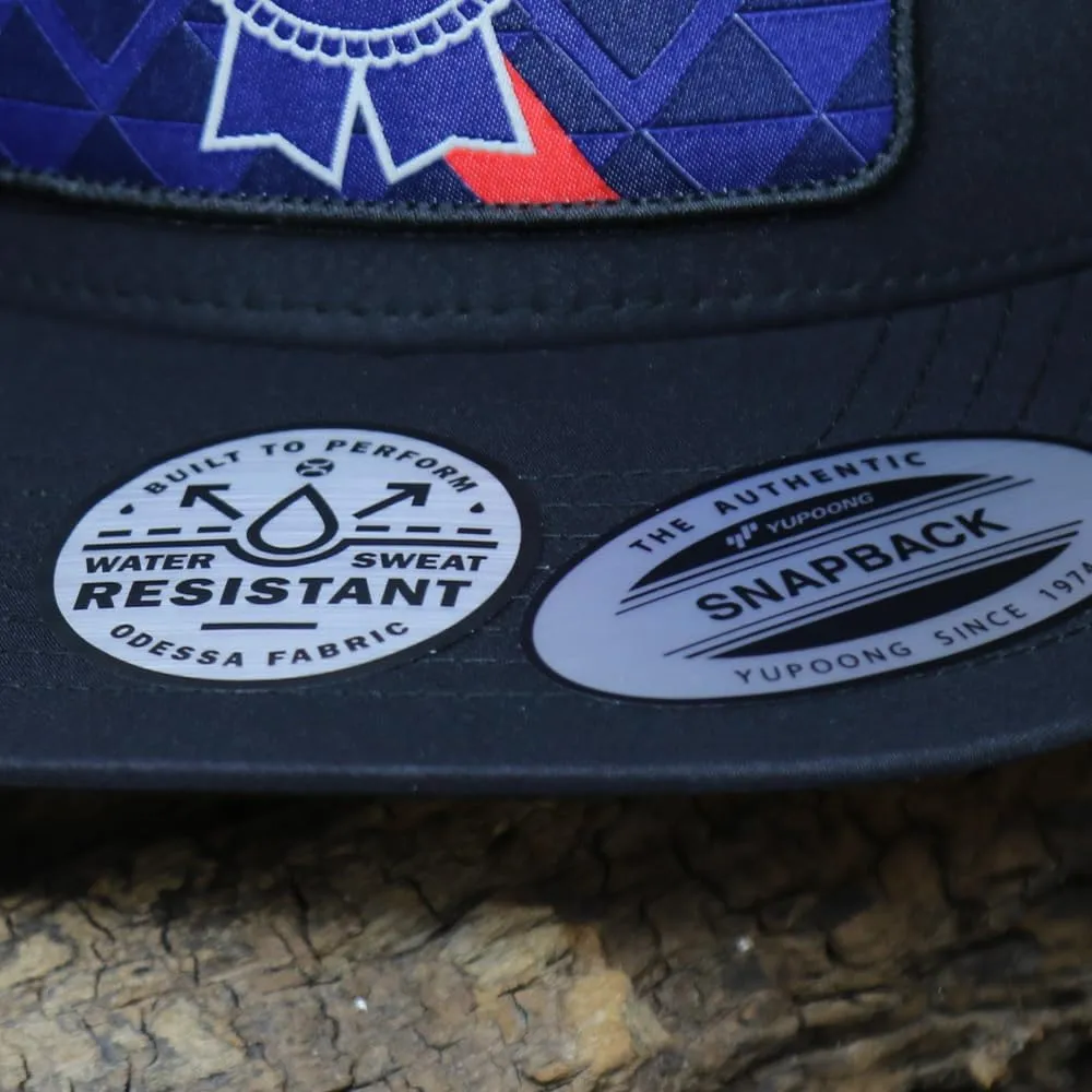 HOOEY Officially Licensed Pabst Blue Ribbon One Size Fits All Adjustable Snapback Hat for Men and Women Mesh Back Trucker Hat