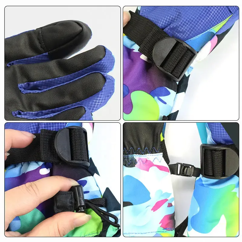 HOTIAN 1 pair Men Camo Print Insulated Snowboard Ski Gloves