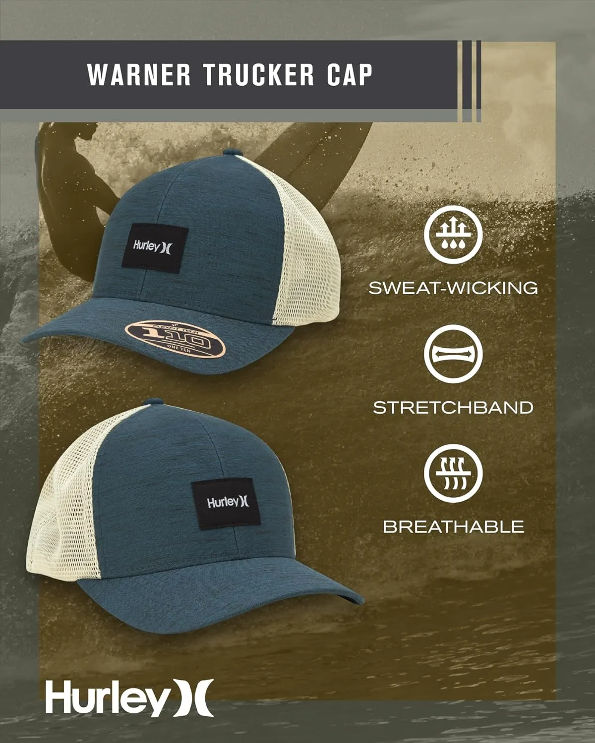 Hurley Men's Snap Back Hats - Fairway Trucker Mesh Baseball Cap Hats for Men