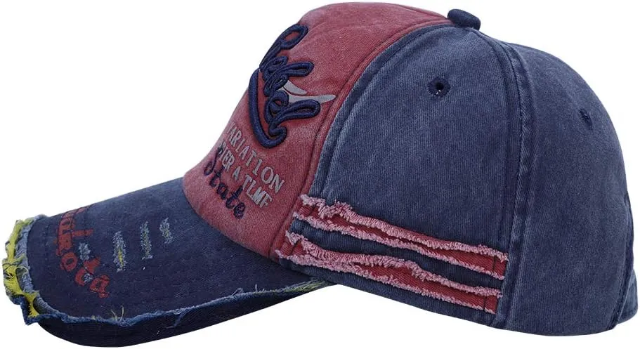 Ibluelover Washed Distressed Cotton Baseball Cap Unisex Adjustable Snapback Trucker Hat