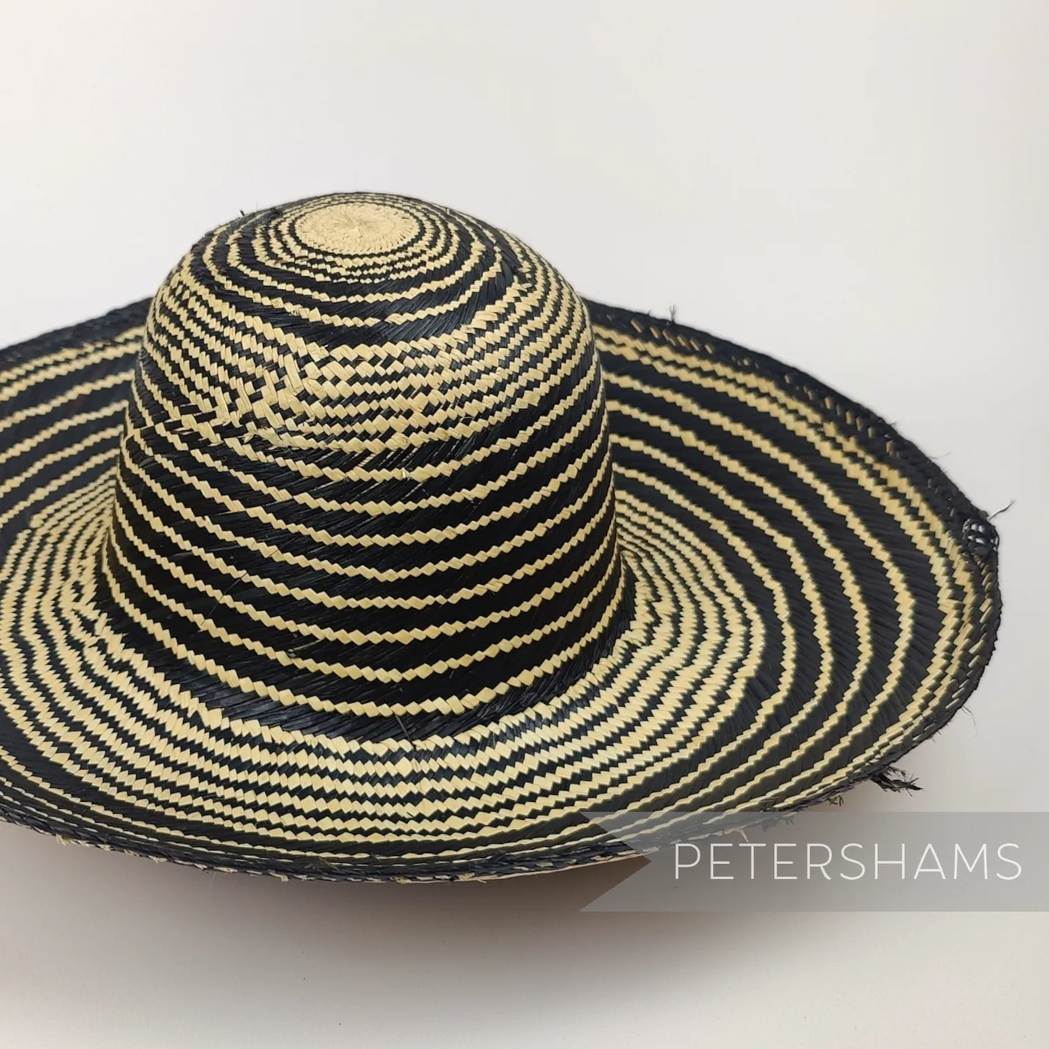 Imperfect Striped Vintage Ecuador Panama Straw Capeline Hat Body - 13.5"