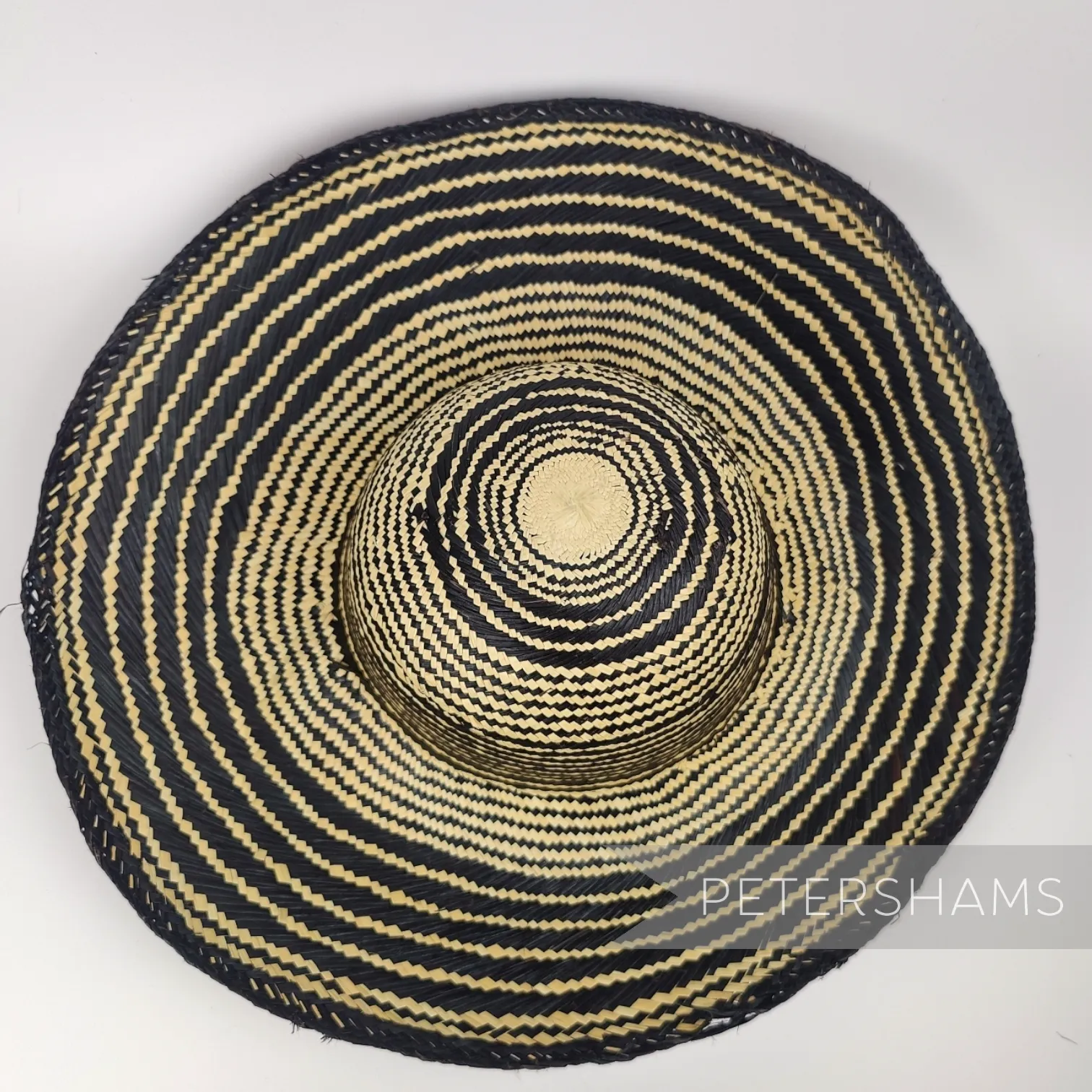 Imperfect Striped Vintage Ecuador Panama Straw Capeline Hat Body - 13.5"