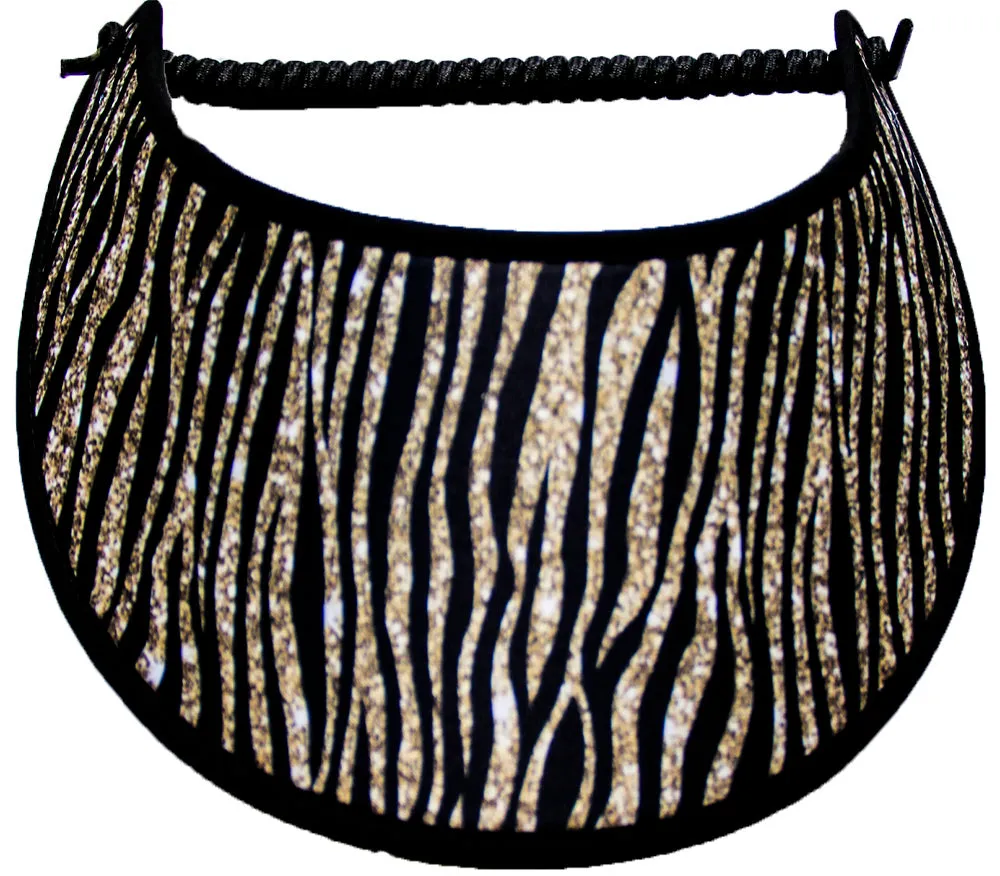 K180 Sun Visor with Zebra Design with Gold on Black