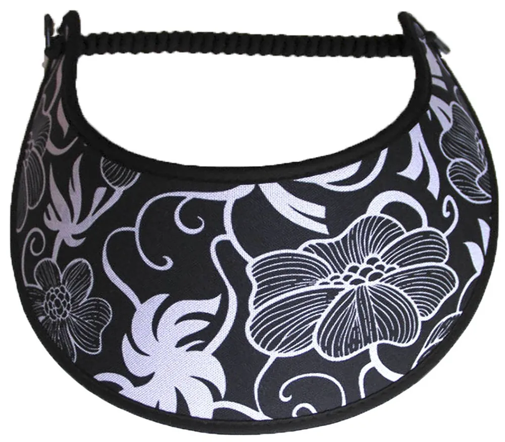 Large White Flower on Black Sun Visor