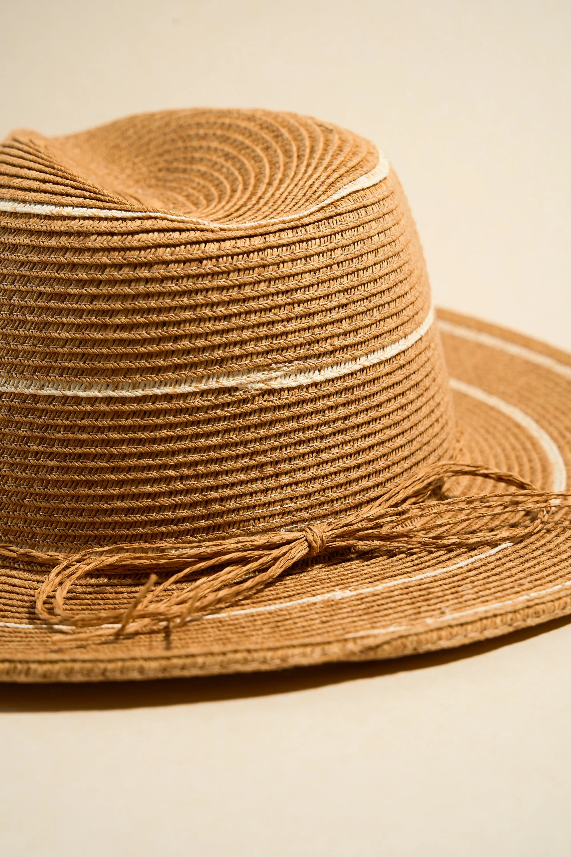 Lia Natural White Stripe Woven Panama Hat