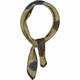 Light brown macro floral silk & cotton handmade scarf 60