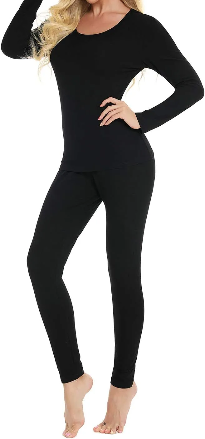 Locachy Cotton Thermal Underwear for Women Ultra Soft Long Johns Top & Bottom Set