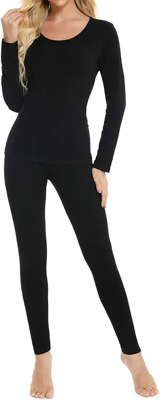 Locachy Cotton Thermal Underwear for Women Ultra Soft Long Johns Top & Bottom Set