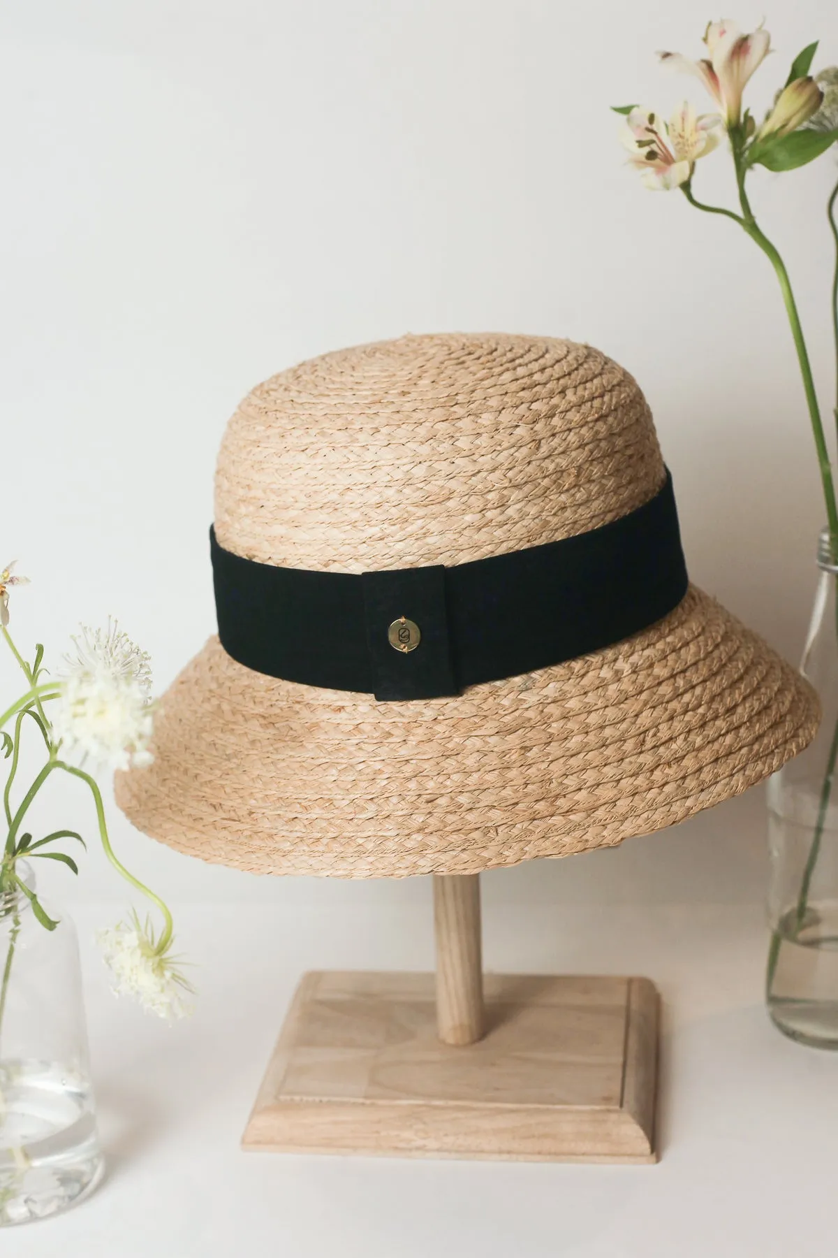 Lucienne raffia cloche hat