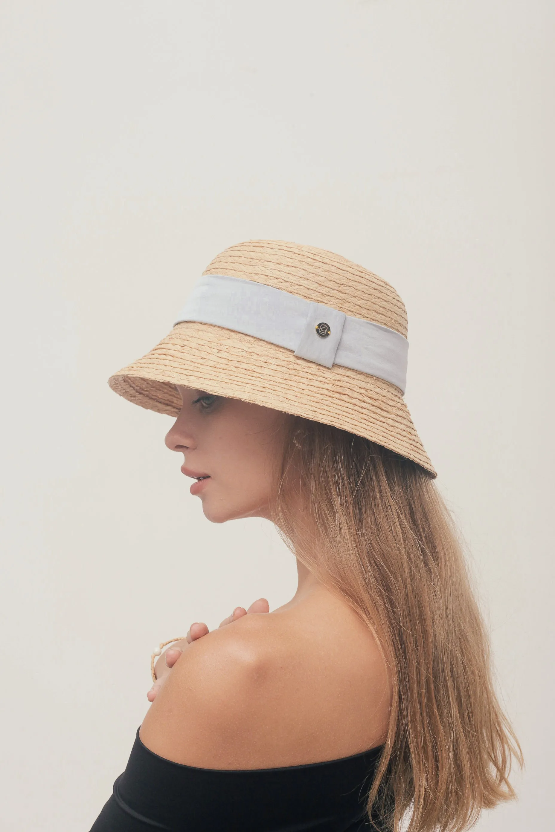 Lucienne raffia cloche hat