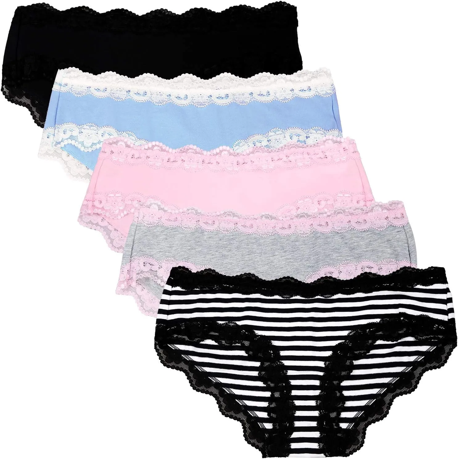 LYYTHAVON Womens Underwear Soft Breathable Cotton Brief Ladies Panties 5-Pack