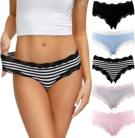LYYTHAVON Womens Underwear Soft Breathable Cotton Brief Ladies Panties 5-Pack