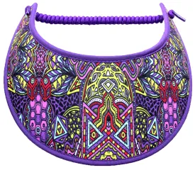 M191 Zentangle Design on Sun Visor in Bright Colors with Purple Trim