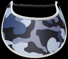 M702 Camouflage Sun Visor with Gray, Black, and Blue Accents and Gray Trim