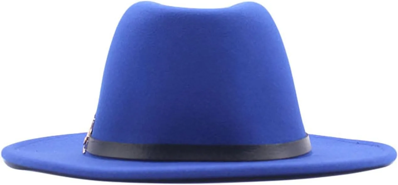 Men Women Wide Brim Fedora Hat Panama Fedora Hat with Belt Buckle Unisex Floppy Panama Hat