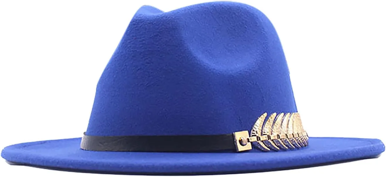 Men Women Wide Brim Fedora Hat Panama Fedora Hat with Belt Buckle Unisex Floppy Panama Hat