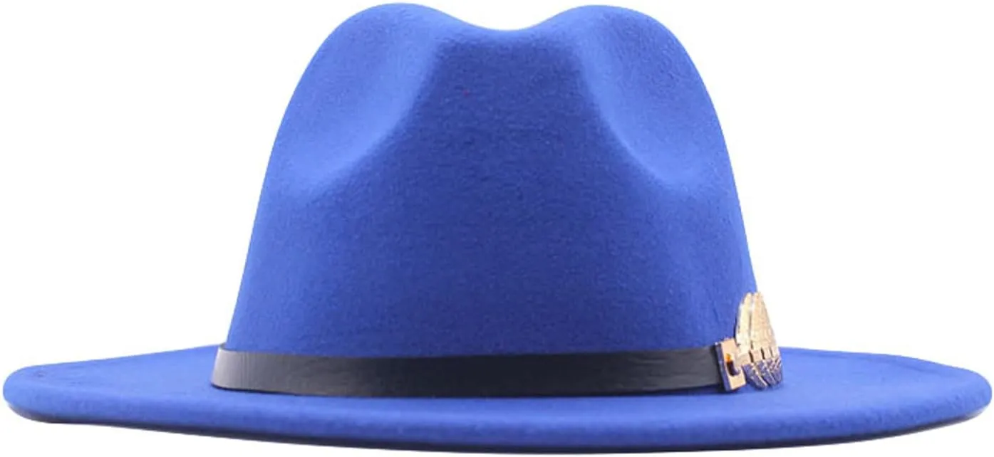 Men Women Wide Brim Fedora Hat Panama Fedora Hat with Belt Buckle Unisex Floppy Panama Hat
