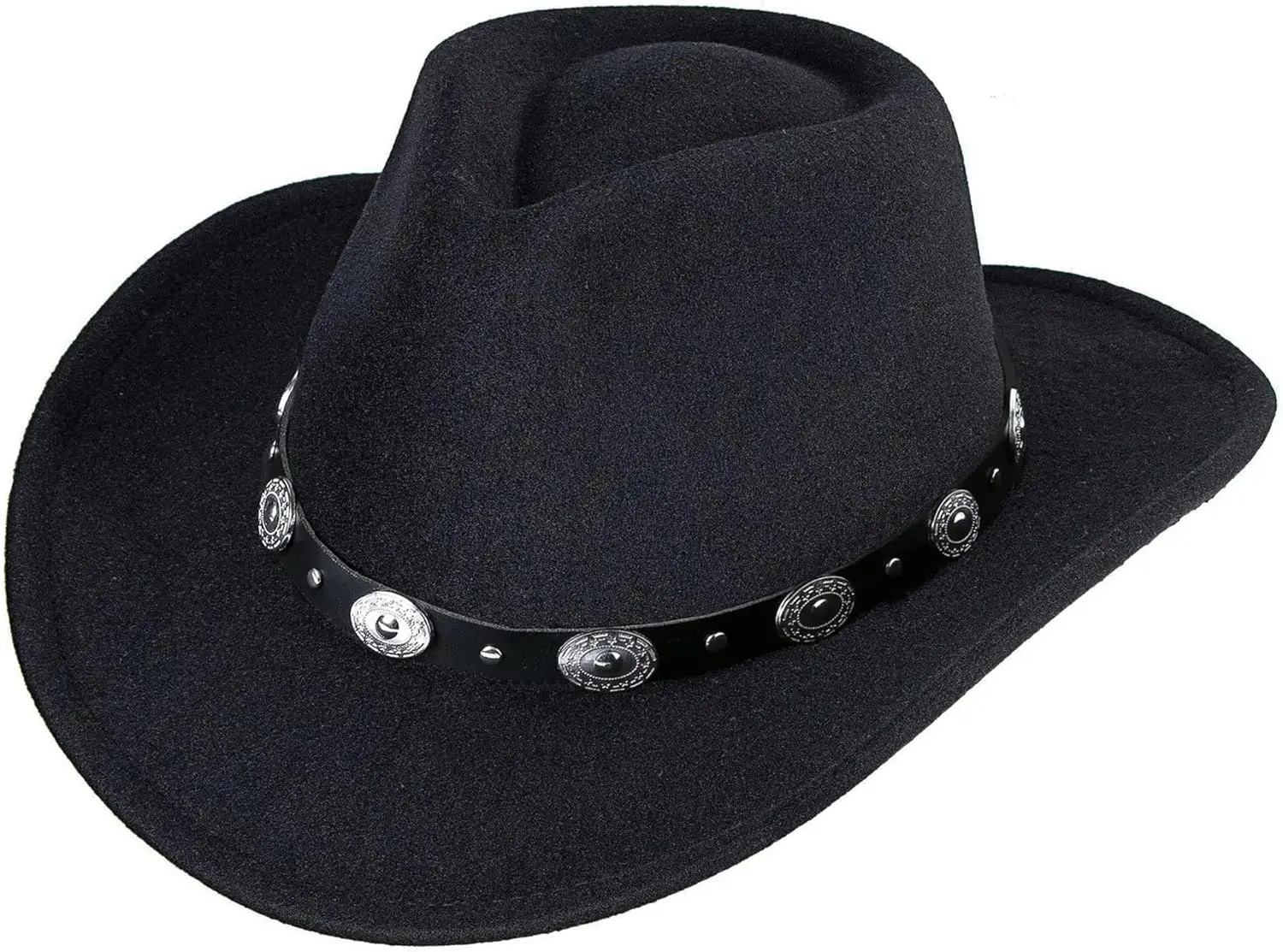Mens Simple Black Western Cowboy Hat Plain Cowgirl Hat Women for Texan Costume Dress-Up Wedding Party