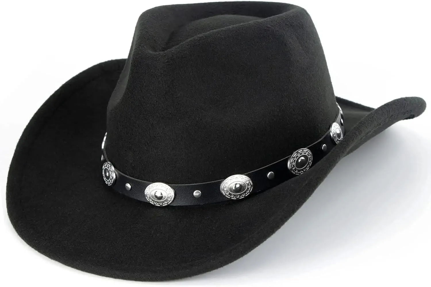 Mens Simple Black Western Cowboy Hat Plain Cowgirl Hat Women for Texan Costume Dress-Up Wedding Party