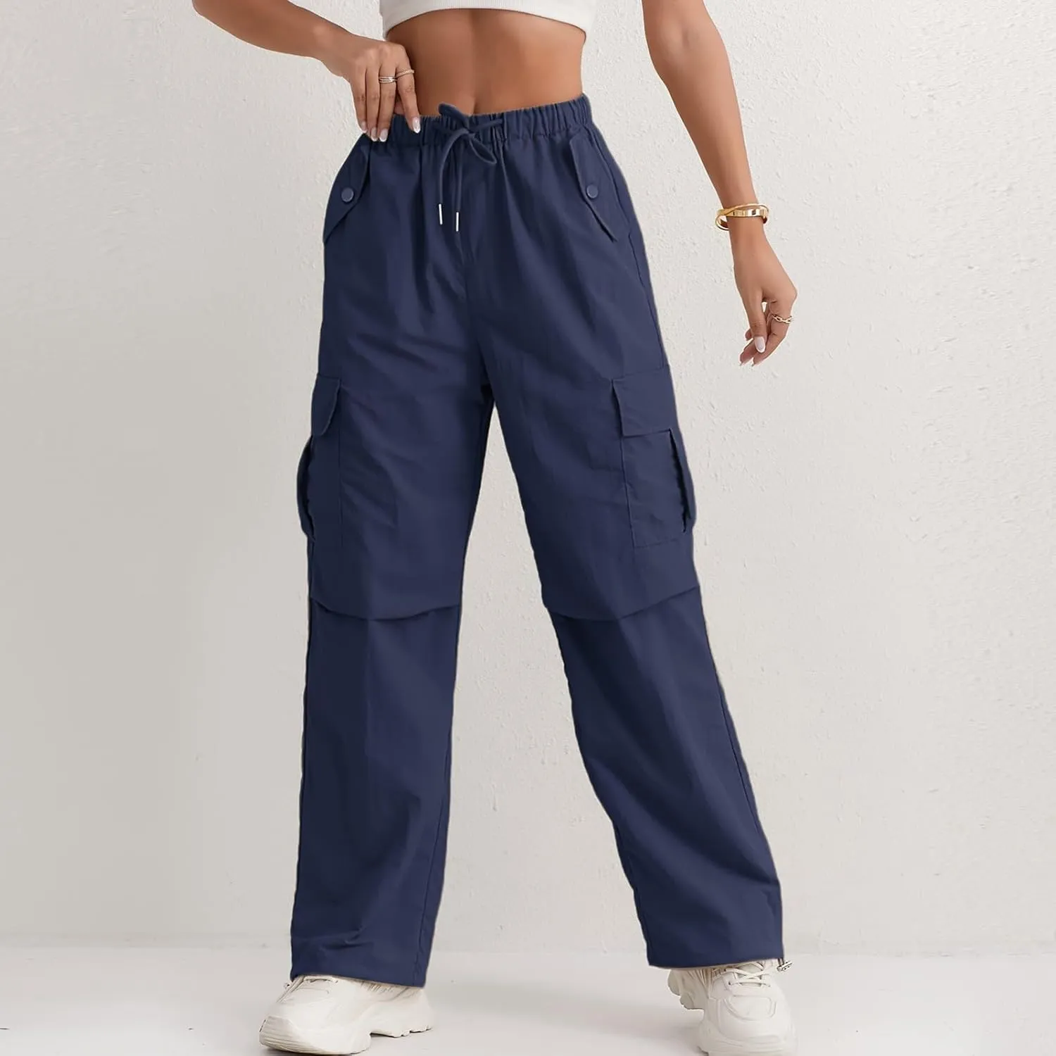 midelxp Bagyg Cargo Pants Women High Waisted Quick Dry Hiking Pants with Pockets Summer Lightweight Athletic Parachute Pant