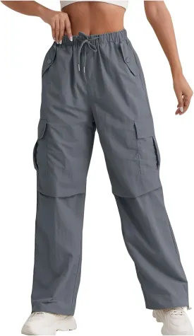 midelxp Bagyg Cargo Pants Women High Waisted Quick Dry Hiking Pants with Pockets Summer Lightweight Athletic Parachute Pant