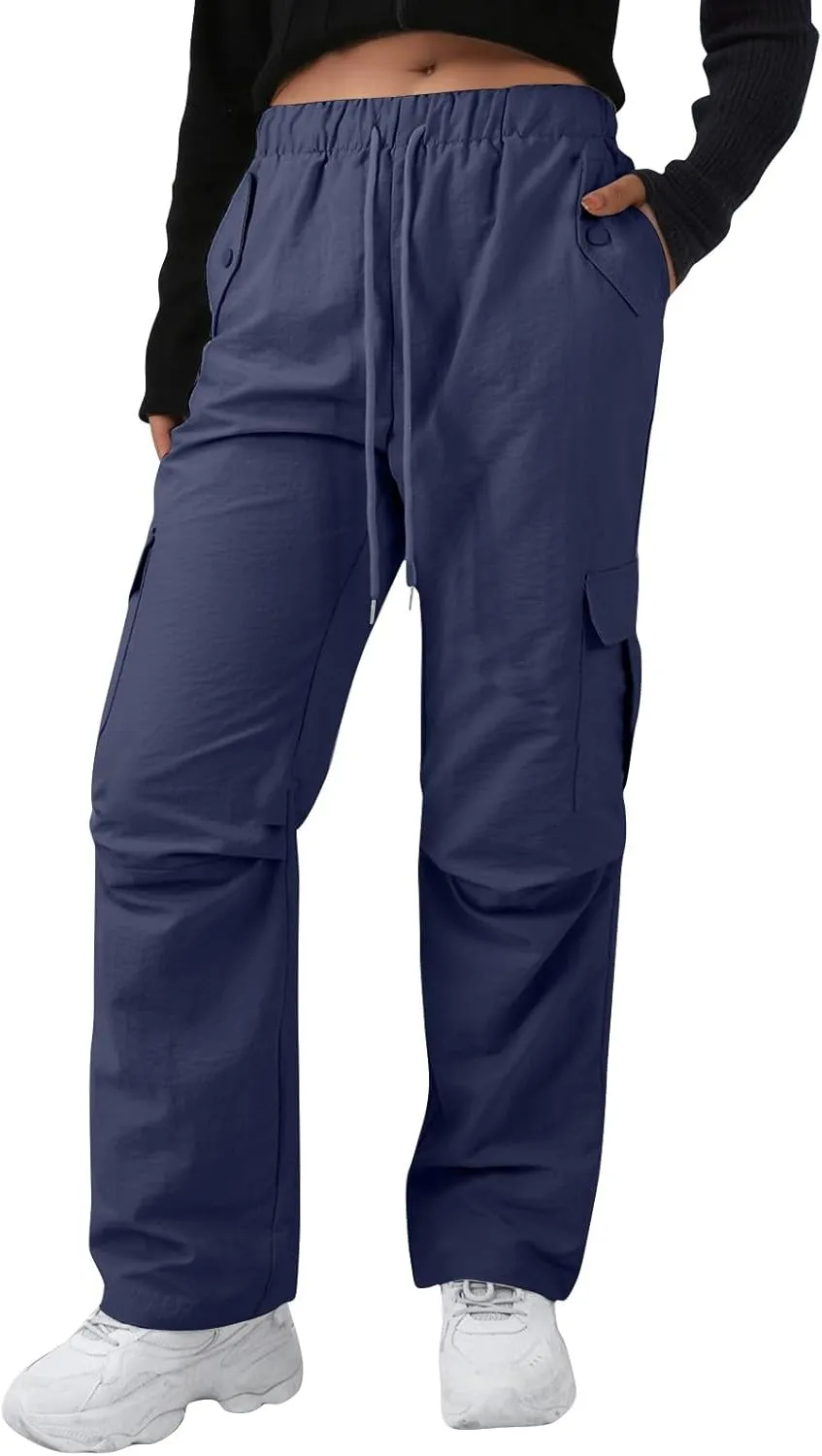 midelxp Bagyg Cargo Pants Women High Waisted Quick Dry Hiking Pants with Pockets Summer Lightweight Athletic Parachute Pant