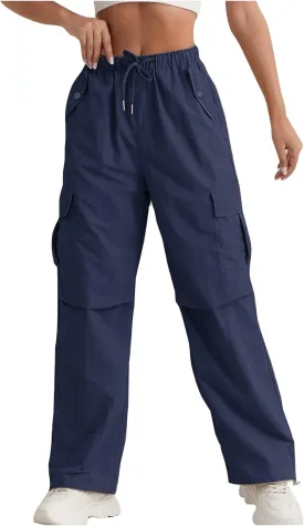 midelxp Bagyg Cargo Pants Women High Waisted Quick Dry Hiking Pants with Pockets Summer Lightweight Athletic Parachute Pant