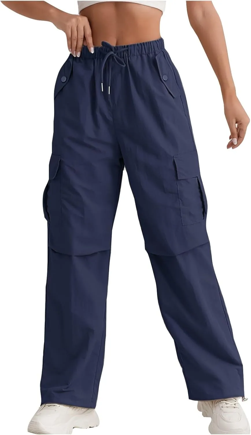 midelxp Bagyg Cargo Pants Women High Waisted Quick Dry Hiking Pants with Pockets Summer Lightweight Athletic Parachute Pant