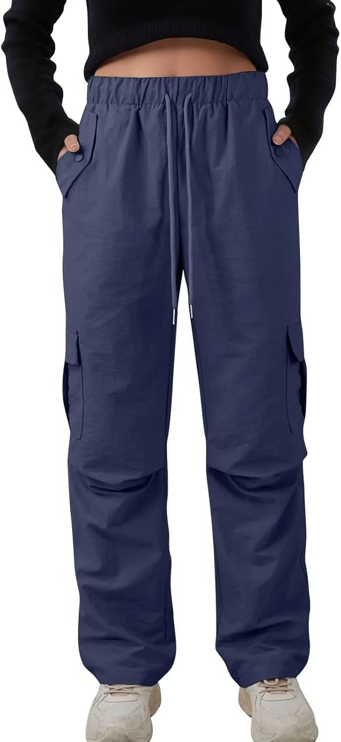 midelxp Bagyg Cargo Pants Women High Waisted Quick Dry Hiking Pants with Pockets Summer Lightweight Athletic Parachute Pant