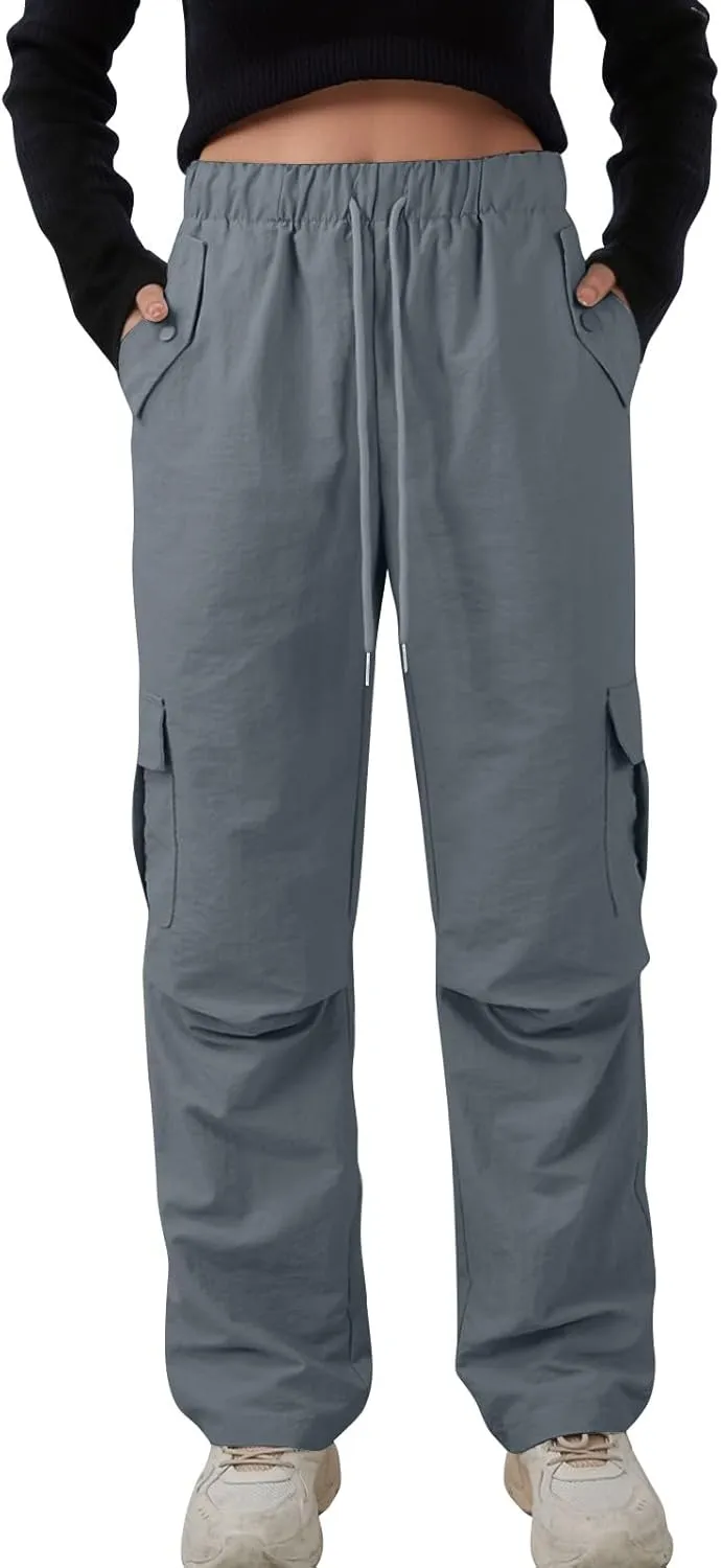 midelxp Bagyg Cargo Pants Women High Waisted Quick Dry Hiking Pants with Pockets Summer Lightweight Athletic Parachute Pant