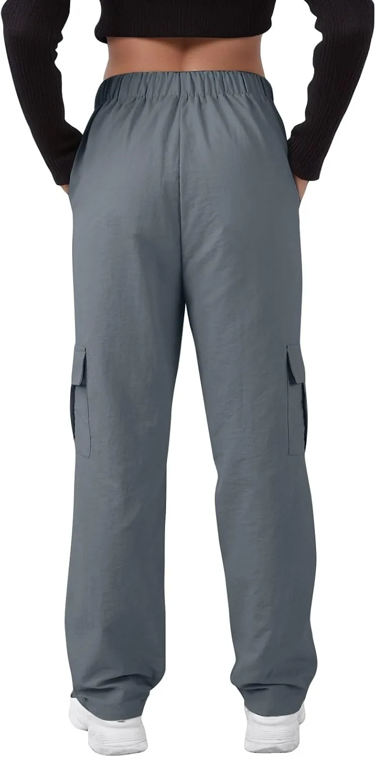 midelxp Bagyg Cargo Pants Women High Waisted Quick Dry Hiking Pants with Pockets Summer Lightweight Athletic Parachute Pant