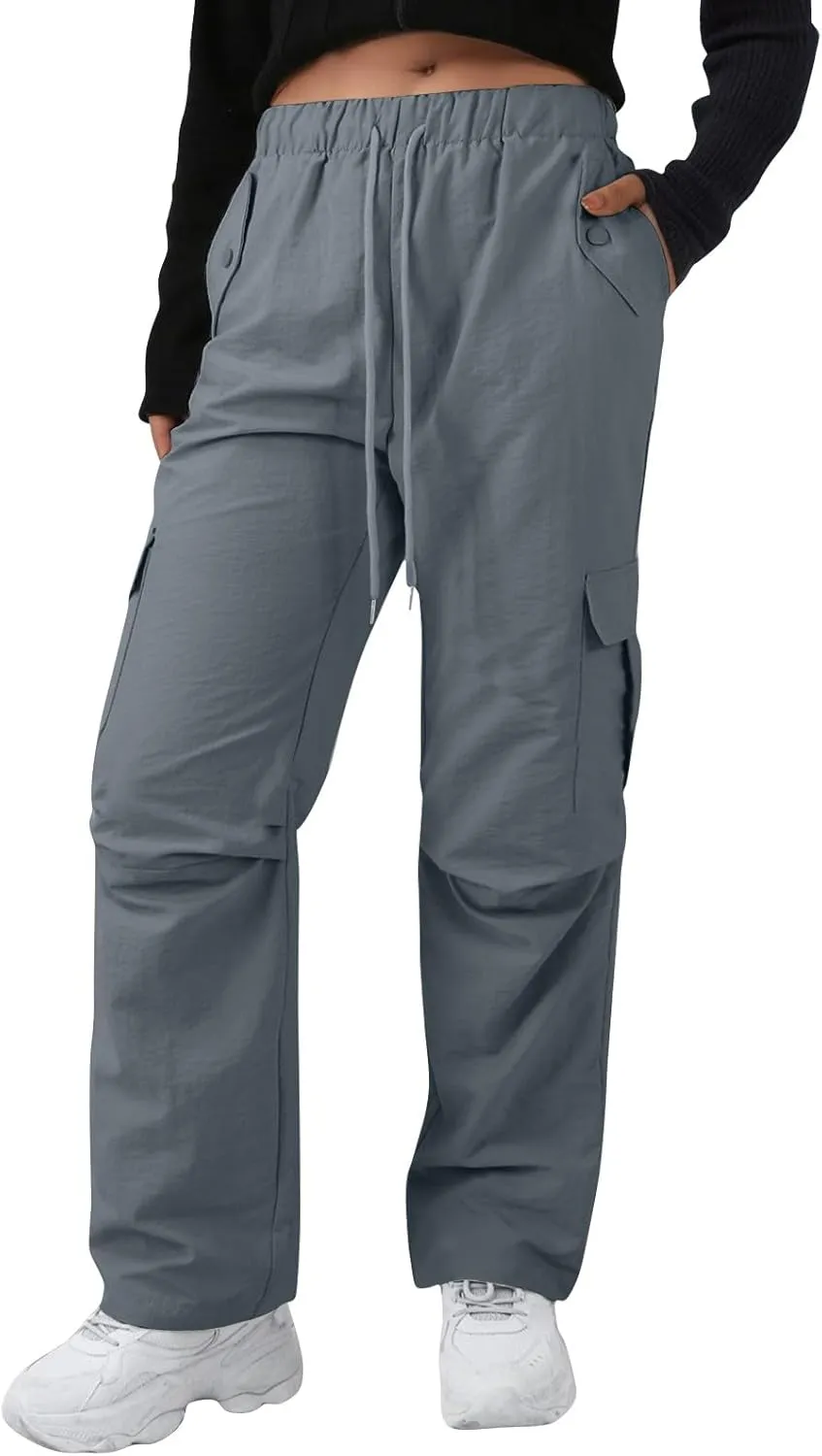 midelxp Bagyg Cargo Pants Women High Waisted Quick Dry Hiking Pants with Pockets Summer Lightweight Athletic Parachute Pant