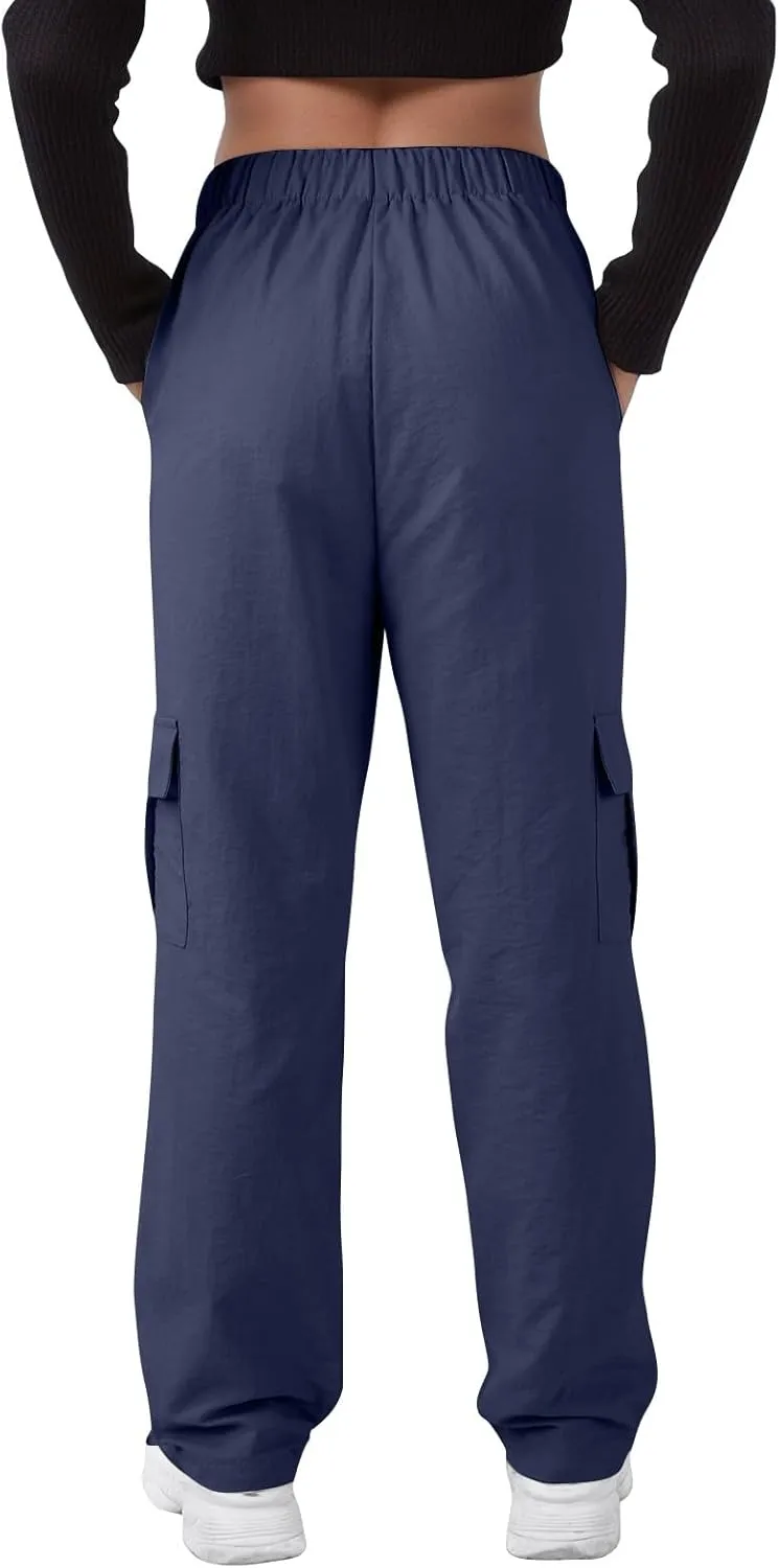 midelxp Bagyg Cargo Pants Women High Waisted Quick Dry Hiking Pants with Pockets Summer Lightweight Athletic Parachute Pant
