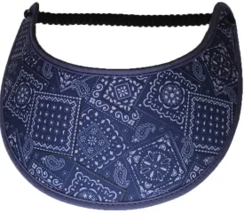 Muted Blue Sun Visor with Bandana Design, Navy Trim