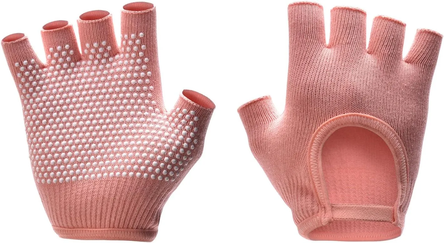 Non-Slip Fingerless Yoga Gloves  Ideal for Pilates, Barre, Air Yoga, and Fitness Workouts  Breathable Fabric with Enhanced Grip for Stability