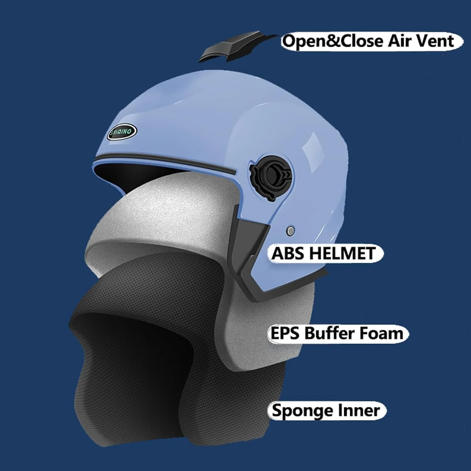 Open Face Motorcycle Helmet, 3/4 Helmet with Dual Sun Visor, Men Women Adult Motorbike Helmet for Scotter Chopper Moped Cruiser Casco, DOT Approved