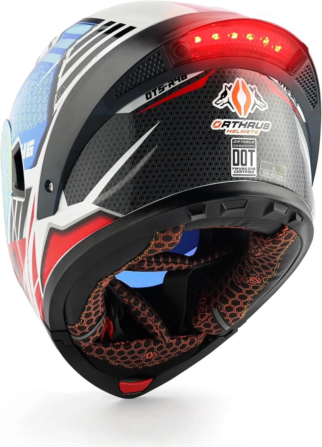 Orthrus Modular LED Full Face Motorcycle Helmet - DOT Approved Flip-Up Dual Visor Sun Shield & Bluetooth Ready for Adults Men Women - Street Bike/Motocross (Colorful, XL)