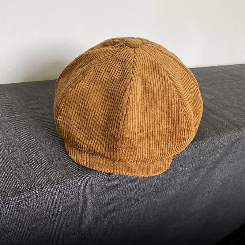 Outdoors Corduroy Octagonal Newsboy Beret Cap