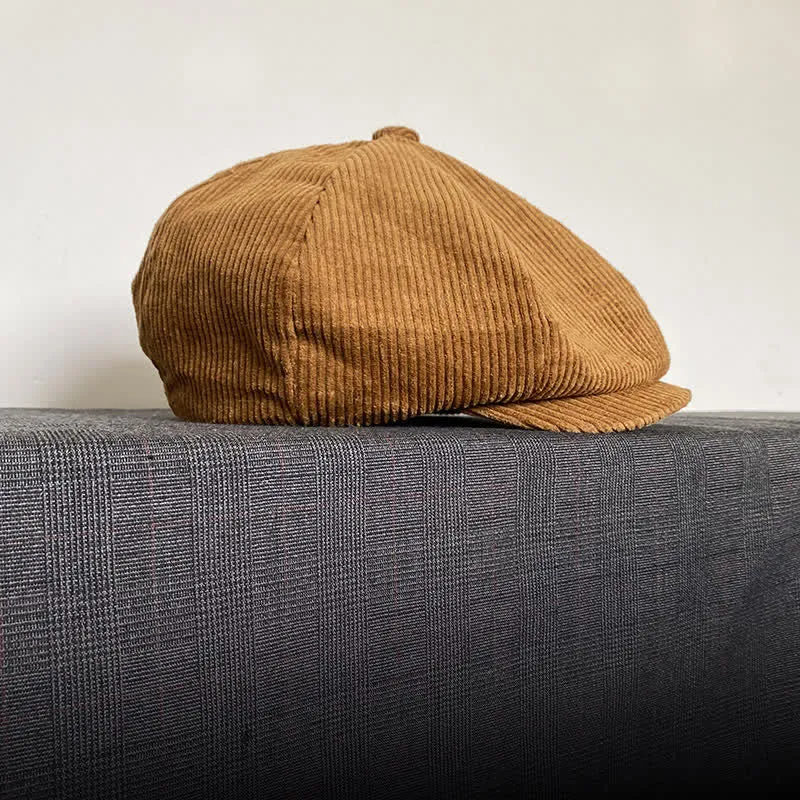 Outdoors Corduroy Octagonal Newsboy Beret Cap