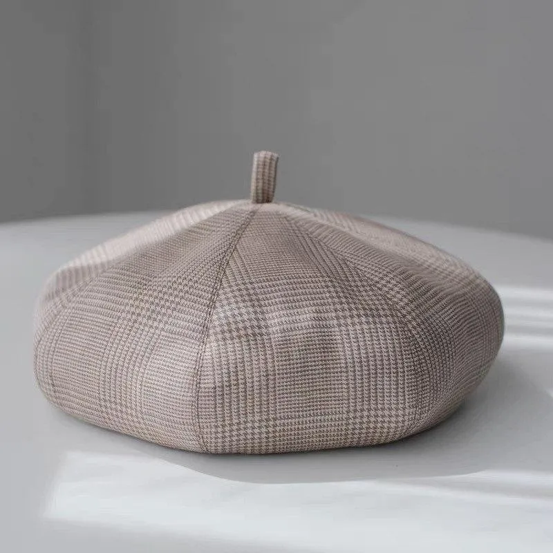 Oversize Unisex Linen Striped Beret Hat
