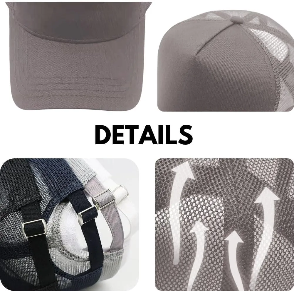Oversize XXL Mesh Trucker Hat for Men Big Head Hats High Crown Baseball Cap Adjustable 23.6"-25.6"