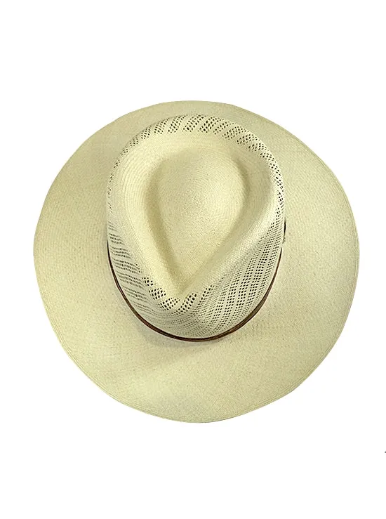 Panama Montecristi Hat - Fretwork with Leather Hat Band - Ausin - Grade 17-18