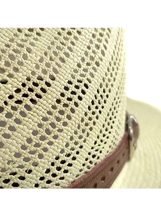 Panama Montecristi Hat - Fretwork with Leather Hat Band - Ausin - Grade 17-18