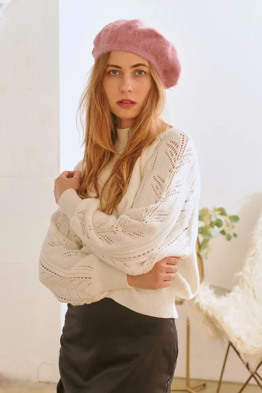 Pink Angora Fashion Beret