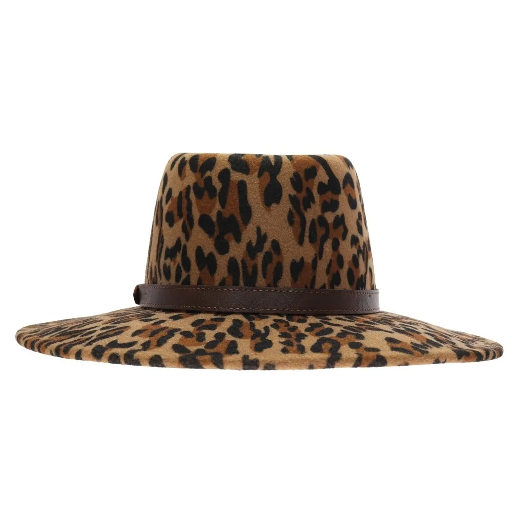 SALE CC BEANIE VEGAN FABRIC PANAMA HAT LEOPARD PRINT