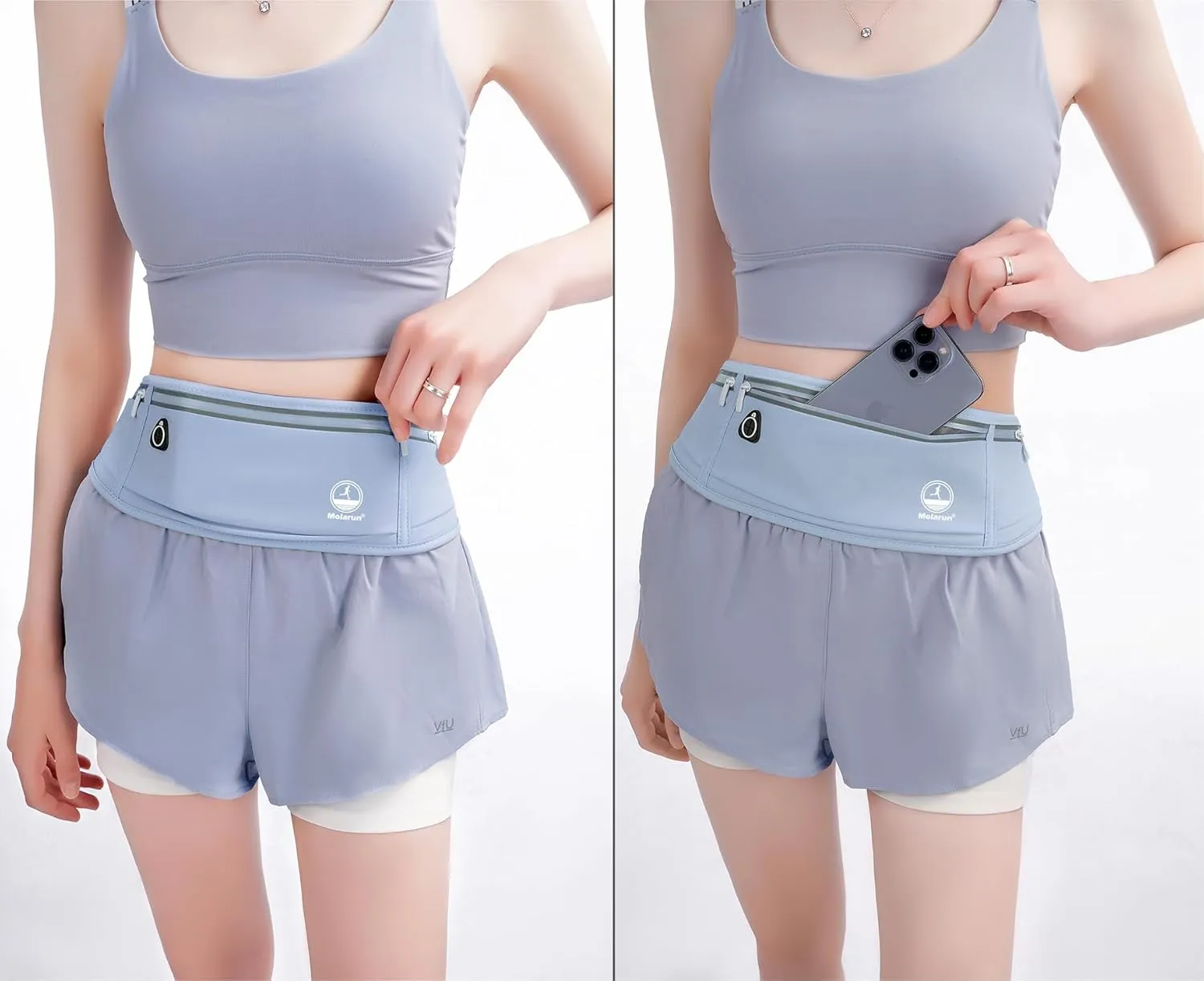 Slim Running Belt Fanny Pack for Women, Jogging Pocket Waist Pack Money Belt Phone Holder for Running Hiking Traveling - Blue