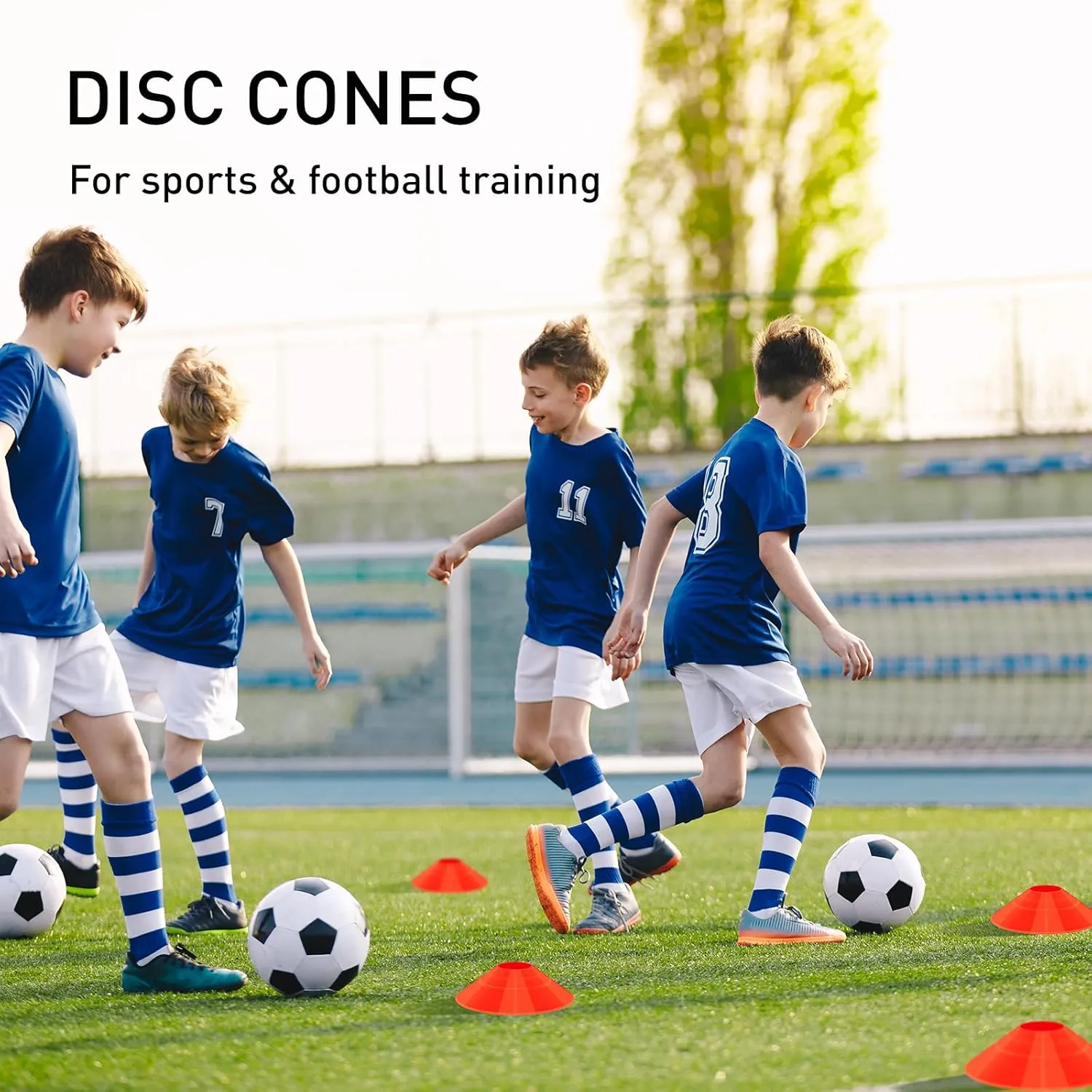 Soccer Training Cones, Agility Disc Sports Cones with Carry Bag and Holder, Plastic Football Cones for Drills, Sports Training, Basketball, Coaching, Practice Equipment, 5 Color