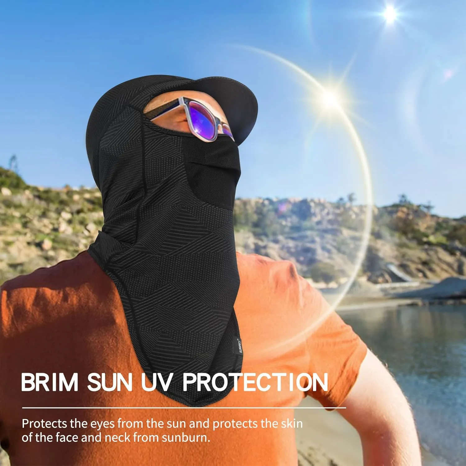 SUNMECI Balaclava Sun Protection Breathable Brim Full Face Mask Cooling Fishing Boating Cycling Sun Mask for Men Women